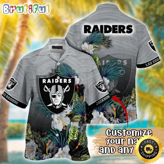Customized Las Vegas Raiders Tropical Flower Aloha Hawaiian Shirt