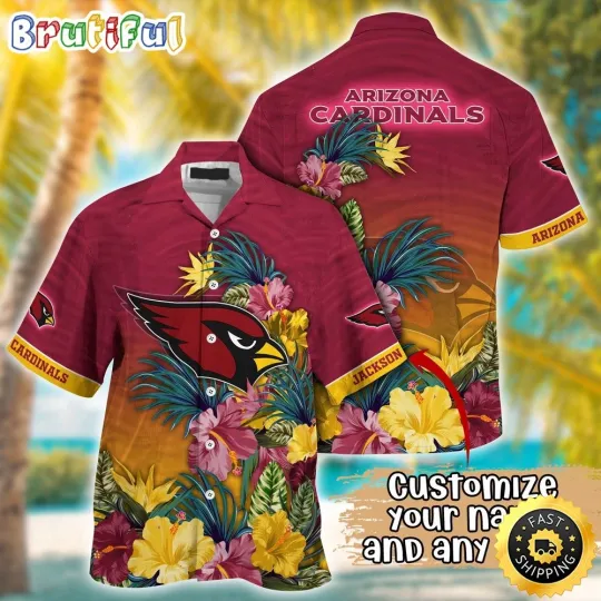 Discover Customized Arizonna Cardinals Tropical Flower Aloha Hawaiian Shirt