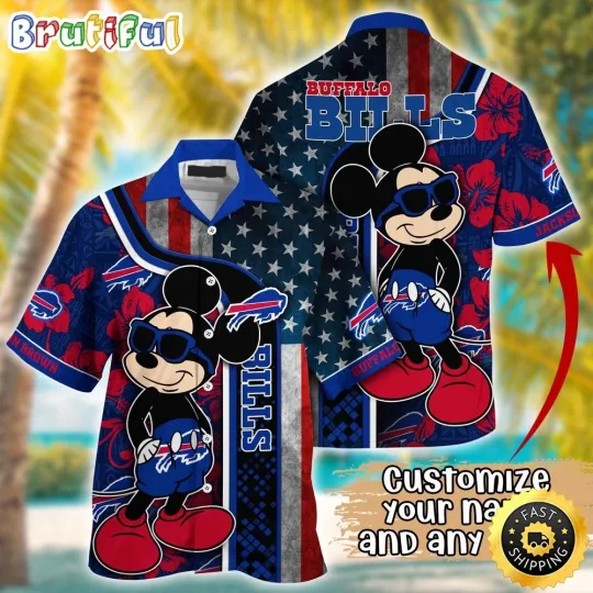 Discover Customized Buffalo Bills Mickey Mouse Tropical Hawaiian Shirt