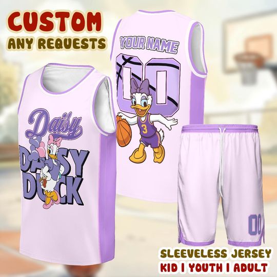 Personalized Daisy Duck Tank Top Basketball Jersey, Custom Disney Sports Shirt