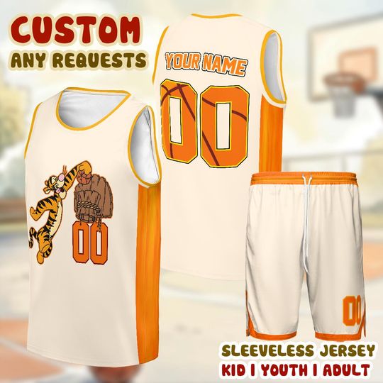 Custom Pooh Tank Top Basketball Jersey, Personalized Disney Basketball Jersey Kid Youth Adult