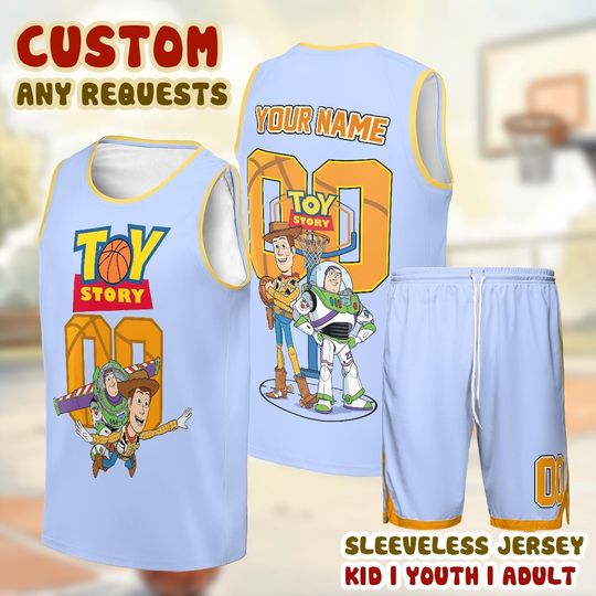 Discover Custom Toy Story Tank Top Basketball Jersey, Personalized Woody Buzz Lightyear Jersey, Disney Family Matching Sports Shirt, Kids Youth Adult