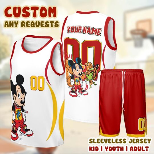 Discover Custom Mickey Mouse Jersey, Personalized Disney Basketball Shirt, Classic Cartoon Sports Tee, Family Matching Outfit