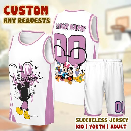 Custom Mickey Mouse Jersey, Personalized Disney BTank Top Basketball Jersey