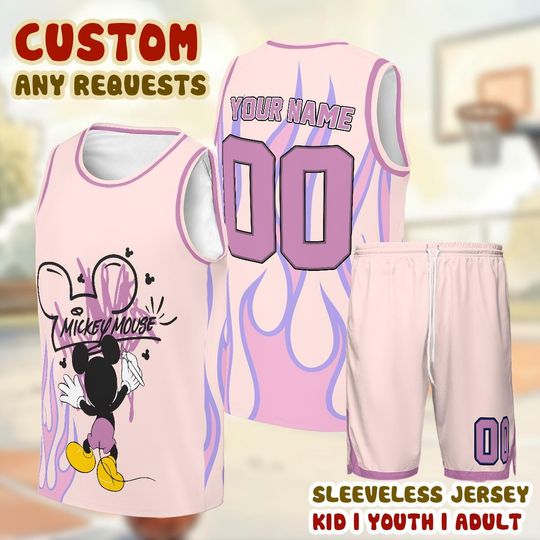 Custom Mickey Mouse Jersey, Personalized Disney Tank Top Basketball Jersey