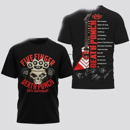 Hot!! Five Finger Death Punch 20th Anniversary T-Shirt