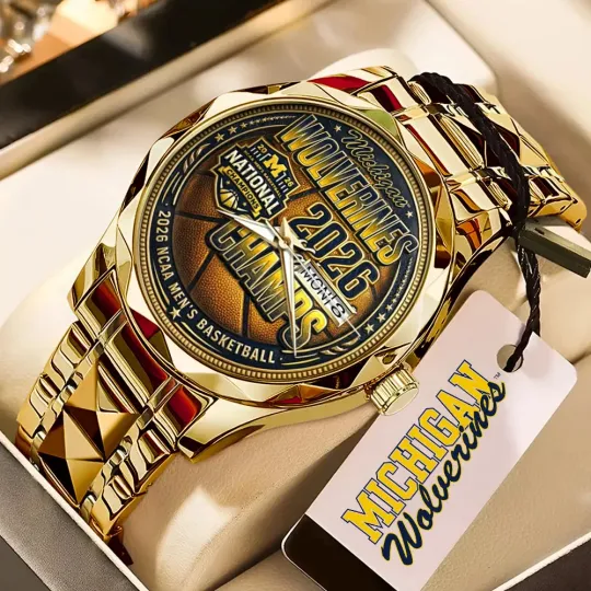 Discover Wolverines 2026 NCAA Men’s Basketball National Champs Alloy Luxury Quartz Watch