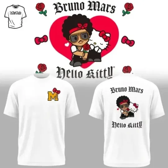 Discover Hello Kitty x Bruno Mar The Romantic Tour T-Shirt, New Show, Tour Shirt S - 3XL