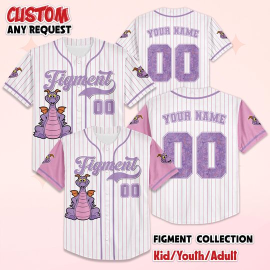 Discover Personalized Princess Figment Baseball Jersey, Custom Disney Epcot Figment Jersey Shirt, Matching Disney Trip Outfit, Birthday Gift