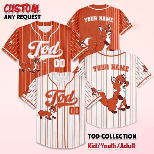 Discover Custom Tod Baseball Jersey, Personalized Disney The Fox And The Hound Shirt, Matching Family Outfit, Gift For Fan