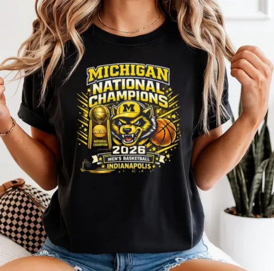 Discover Michig4n National Champions 2026 T-Shirt, W0lverines Basketball Graphic Tee