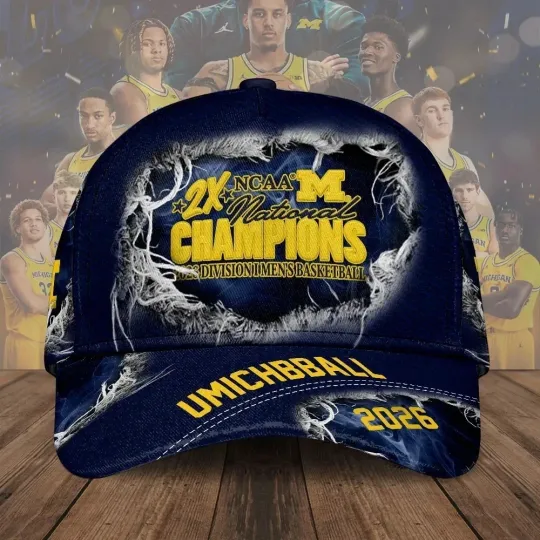 Discover NEW! Michigan Wolverines 2026 2X NCAA National Champions Hat UMICHBBALL Cap