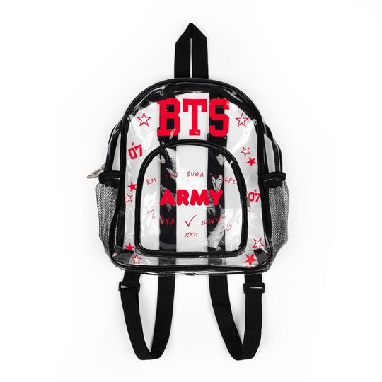 Clear Concert Backpack | K-pop ARMY World Tour Design | Transparent Stadium approved bag | Kpop Concert Backpack | Y2K Aesthetic PVC Daypack