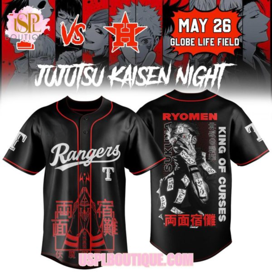 Texas Rangers x Jujutsu Satoru “Sukuna” King Of Curses 2026 Jersey