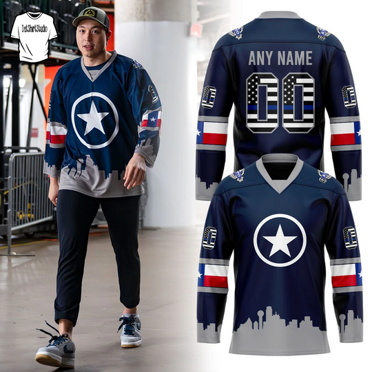 Dallas Stars outfit Police 2026 Custom Name Hockey Jersey