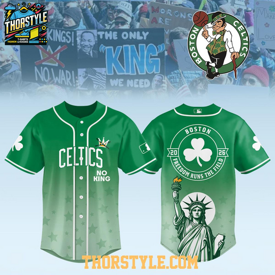 Discover Boston Celtics x No Kings No War 2026 Gameday Baseball Jersey