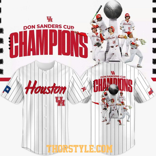 Houston Cougars Don Sanders Cup Champions 2026 Baseball Jersey