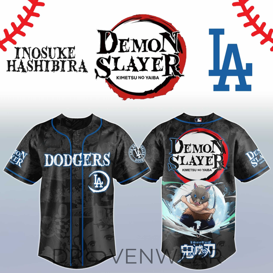 Inosuke Hashibira demon Los Angeles Anime Baseball Jersey