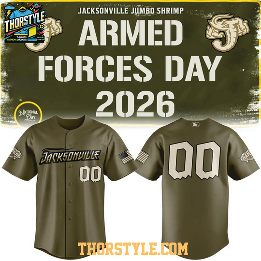 Personalized Jacksonville Jumbo Shrimp Armed Forces Day 2026 Baseball Jersey