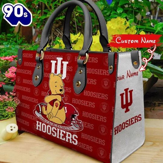 NCAA Indiana Hoosiers Pooh Bear Women Leather Bag