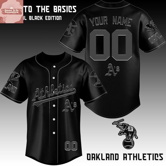 Oakland Athletics 2026 Back to the Basics Blackout Personalized Baseball Jersey