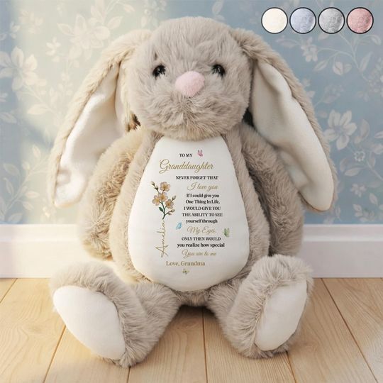 To My Granddaughter Plush Bunny, Personalized Stuffed Bunny with Name, Gift from Grandma