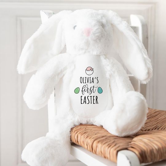 First Easter Bunny Toy Gift - Custom Name Plush for Son, Daughter, Grandchild, Niece or Nephew  Personalised Keepsake