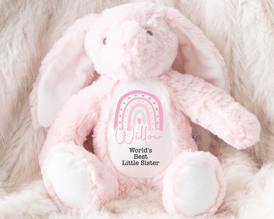 Personalised Little Sister Teddy, Personalised Little Sister Gift | Gift for Little Sister, Little Sister Bunny, Little Sister Birthday Gift