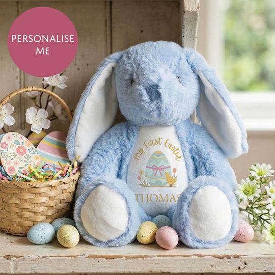 Personalised Easter Bunny Teddy  Soft Plush Toy for Kids, Custom Name Gift