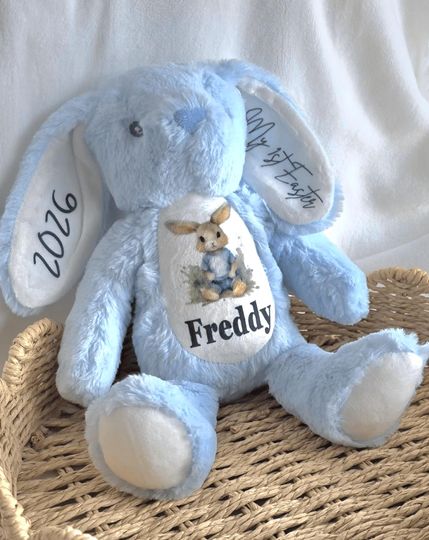 Personalized Plush Bunny, My First Easter Keepsake, Custom Name Stuffed Rabbit, Baby Shower Gift