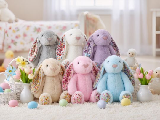 Personalized Embroidered Bunny, Baby Shower Gift, Monogrammed Bunny Rabbit, Floral Bunny Plush, Newborn Gift, Flower Girl Gift