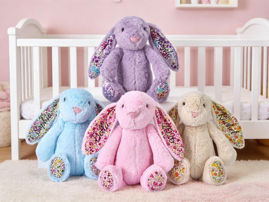 Discover Personalized Floral Ear Bunny, Embroidered Name Bunny, Custom Plush Rabbit, Easter Bunny, Baby Shower Gift, Nursery Decor