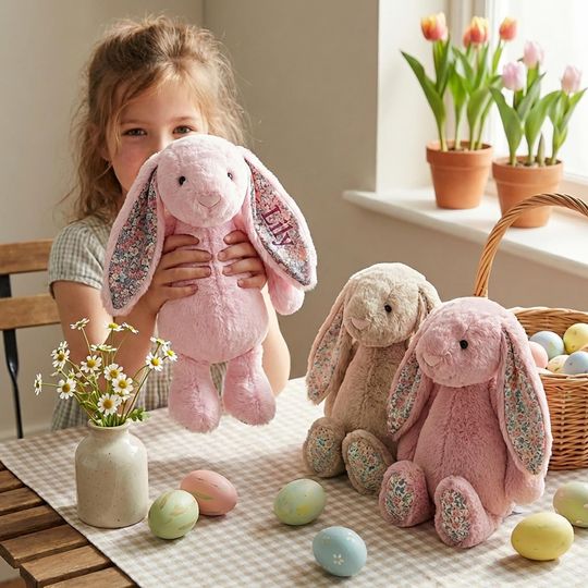 Discover Personalized Floral Bunny Plush Toy, Embroidered Name Rabbit, Nordic Cottage Comfort Bunny,Easter Gift for Girls,Spring Bunny Stuffed Animal