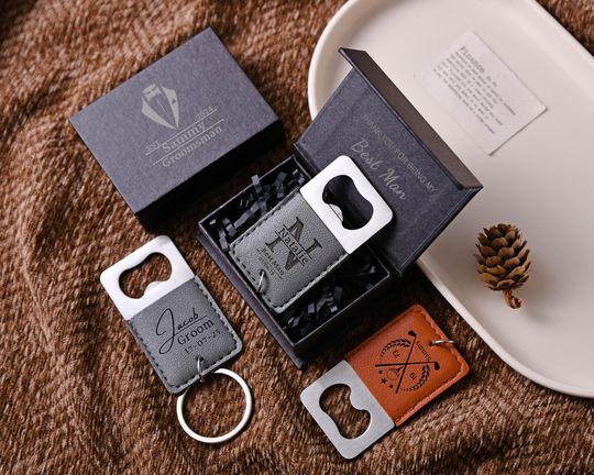 Custom Engraved Beer Bottle Opener,Groomsmen Gifts,PU Leather Bottle Opener,Keychain,Personalized Groomsmen Gift,Wedding Favor,Gifts for Men