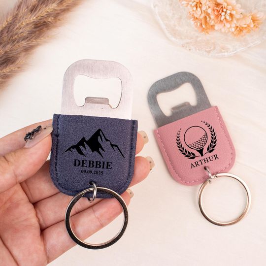 Discover Personalized Leather Bottle Opener Keychain: Groomsmen Wedding Favor