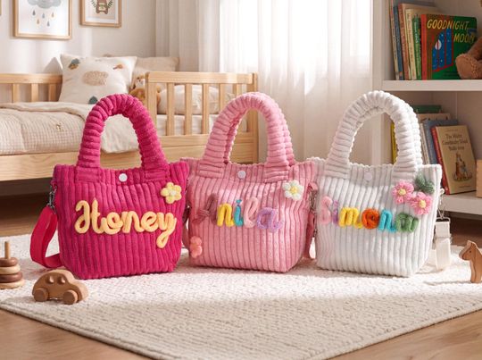 Personalized Toddler Crossbody Bag,Baby Travel Bag,Corduroy Purse for Daycare, Birthday Gift for Kids,Children's Handbag,Children Gift