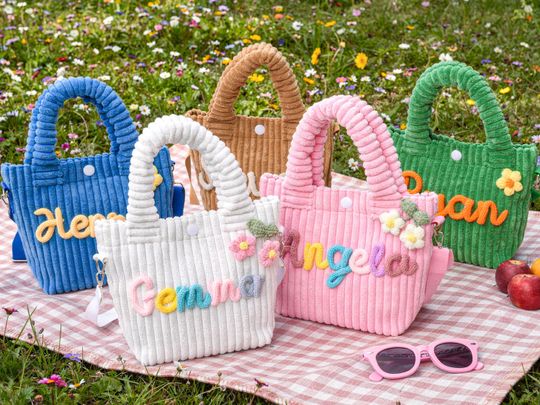 Custom Corduroy Crossbody Bag, Corduroy toddler girl purse, Baby Shower Gift, Name Tote Handbag,Children's Gift,Preschool & Birthday Gift