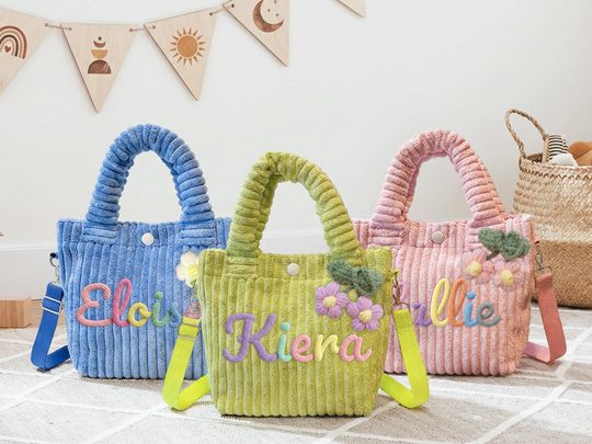 Personalized Corduroy Name Crossbody Bag,Custom small corduroy purse,Children's Gift