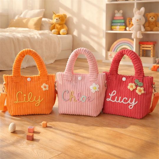Personalized Corduroy Name Crossbody Bag,toddler purse,Corduroy Bucket Crossbody Bag,Baby Shower Gift,toddler girl purse,name handbags