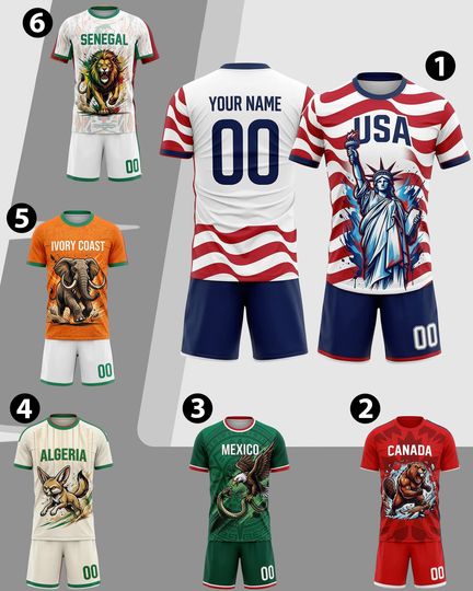 Personalized Soccer Jersey Kit Teams 2026 Usa Red White Navy, Custom Name Number Shirt, Soccer Uniform Kit Men Women Youth Kid