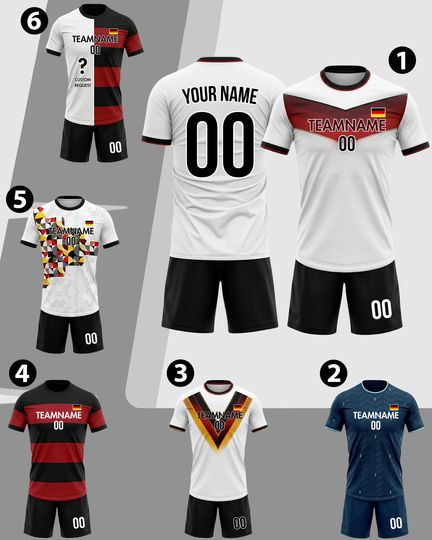 Personalized Germany Soccer Jersey 2026 White Black, Custom Name Number Logo National Soccer Jersey Shirt Uniform Kit Men Women Youth Kids
