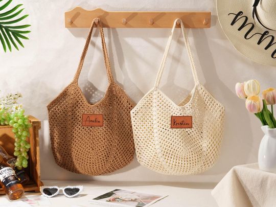 Discover Personalized beach tote bags, Crochet beach bags, Bridesmaid gift bags, Travel Beach Bag, Wedding favor gift, Bachelorette Trip Gift for Her