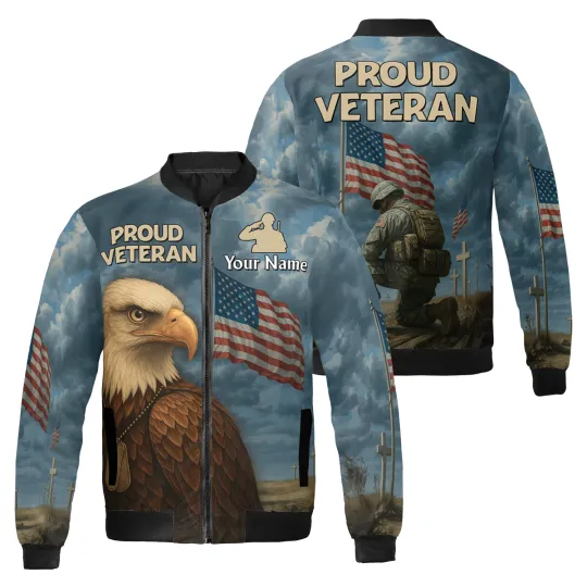 Discover Personalized Eagle USA Flag Patriotic Bomber Jacket