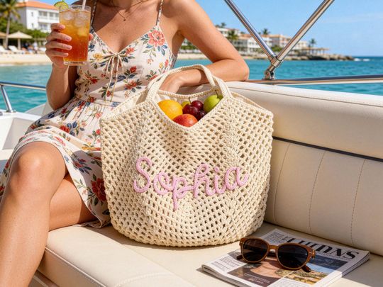 Personalized Beach Tote Bags,Crochet Name Beach Bag,Bridesmaid Gift,Summer Tote Bag,Bridal Shower Bag,Weekender Bag,Women's Bag,Gift for Her
