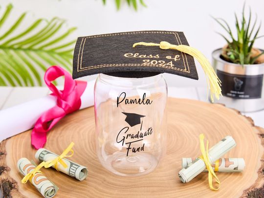 Personalized Graduation Mason Jar Lid 2024,Graduation Money Holder,Graduation Cap Gift Money Holder,Graduation Fund Jar,Graduation Gifts