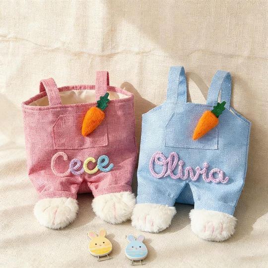 Discover Custom Easter Gift Bag for Kids, Personalized Bunny Bag with Name, Easter Morning Gift for Children