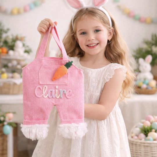 Personalized Easter Bunny Tote | Easter gifts | Children's Day gifts | Custom Name Handbag for Toddlers | Perfect for Easter Egg Hunts