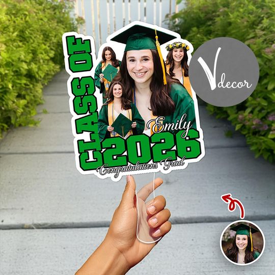 Custom Face Fan Personalized Photo Big Head Cutout Class of 2026 Grad Party Favor Funny Gift Decor