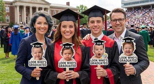 Discover Personalized Look Who's Graduated Fan, Photo Graduation Fan, Custom Graduation Party Photo Prop, Class of 2026 Keepsake Prop Gift