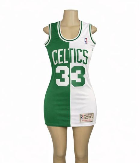 Green & White Celtics 33 Basketball Jersey Dress
